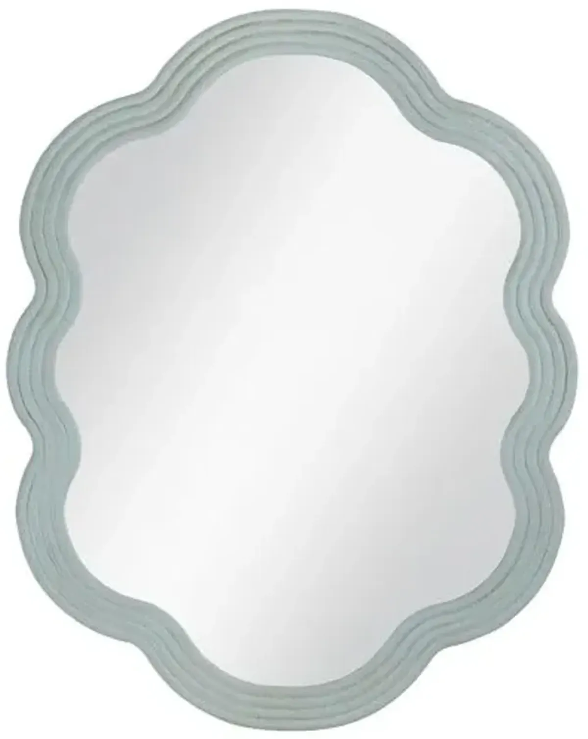 Derek Wavy Oval Wall Mirror - Matte Light Blue
