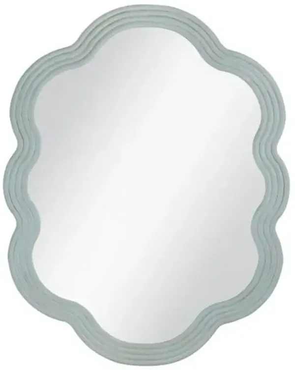 Derek Wavy Oval Wall Mirror - Matte Light Blue