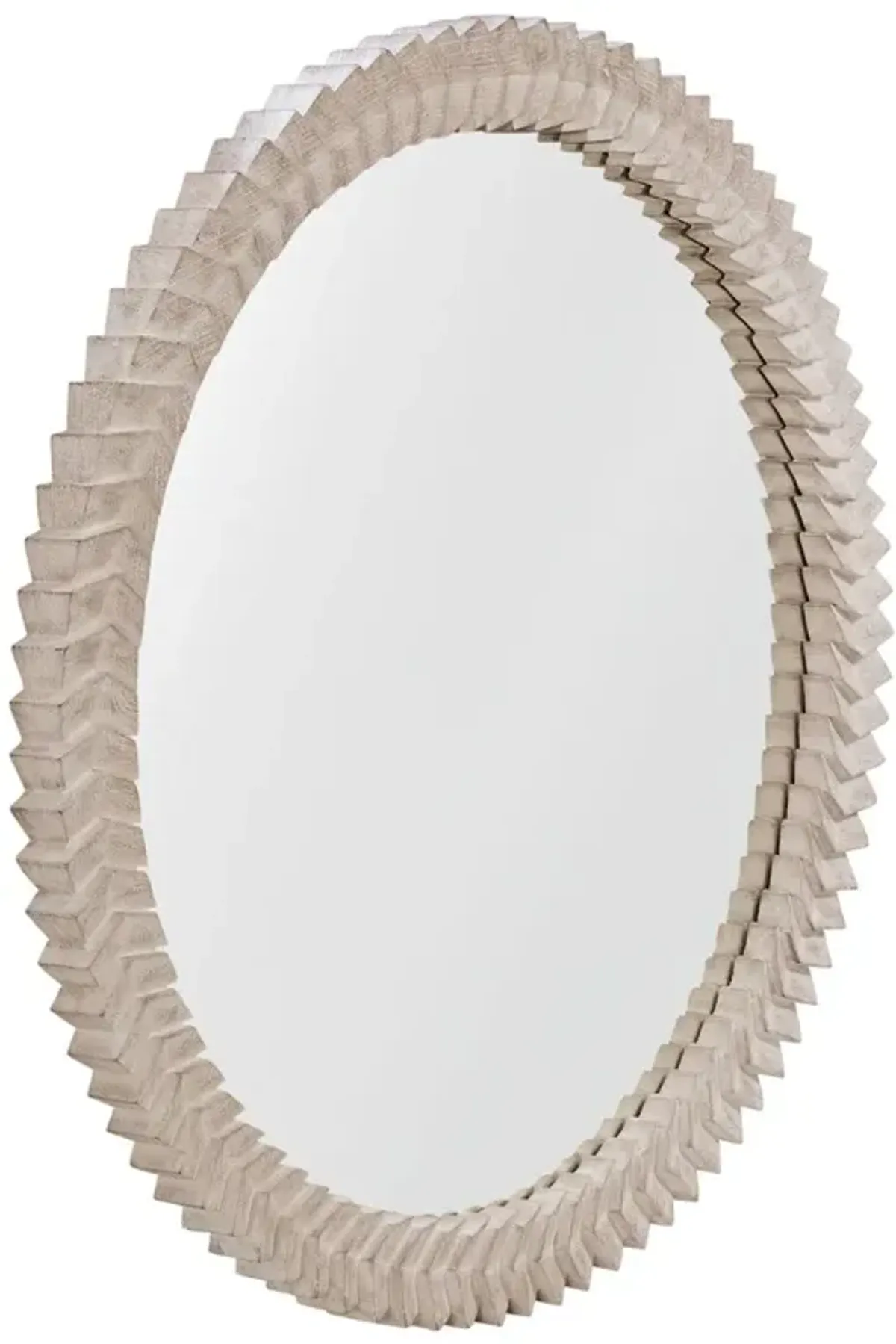 Tanner Carved 48" Round Wall Mirror, White Wash