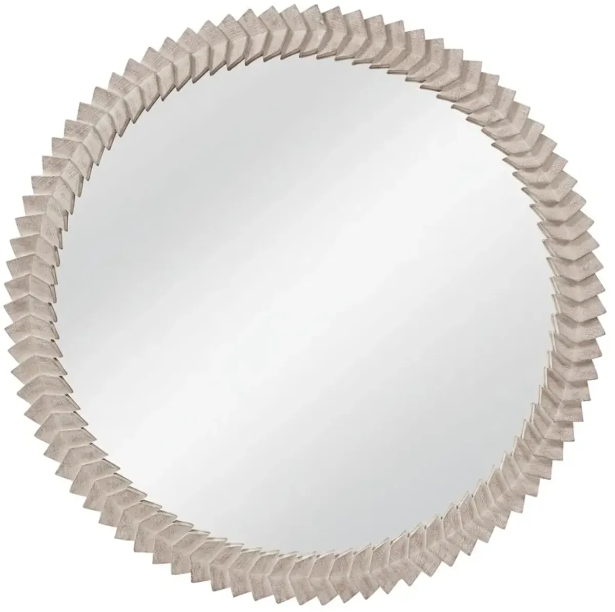 Tanner Carved 48" Round Wall Mirror, White Wash