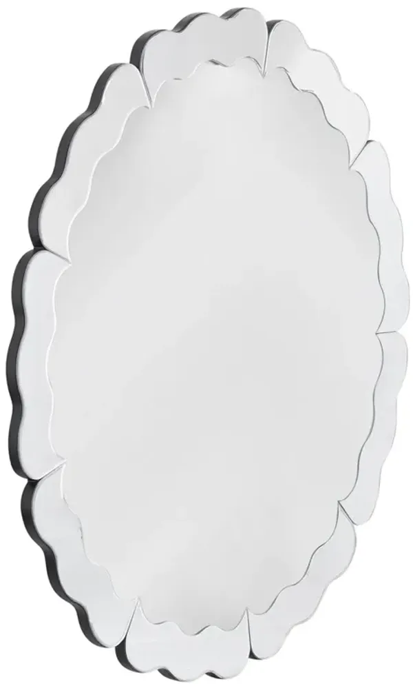Brandon 40" Round Petal Wall Mirror, Clear