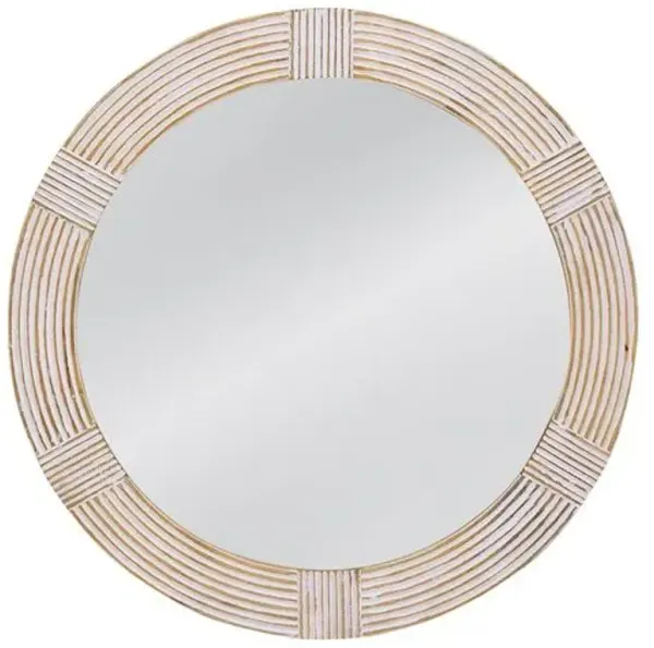 Richard 36" Round Wall Mirror - White Wash