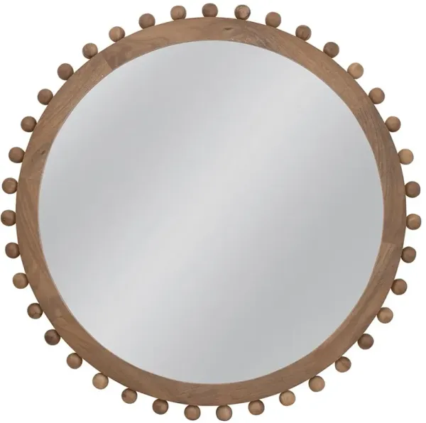 Anya 50" Round Wood Wall Mirror, Brown