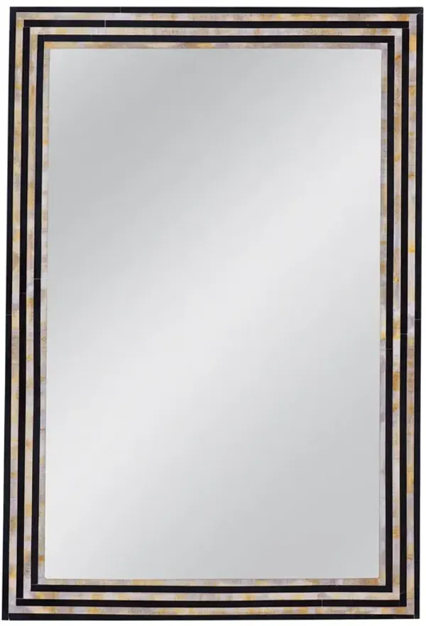 Torsten Bone Inlay Wall Mirror, Black/Cream