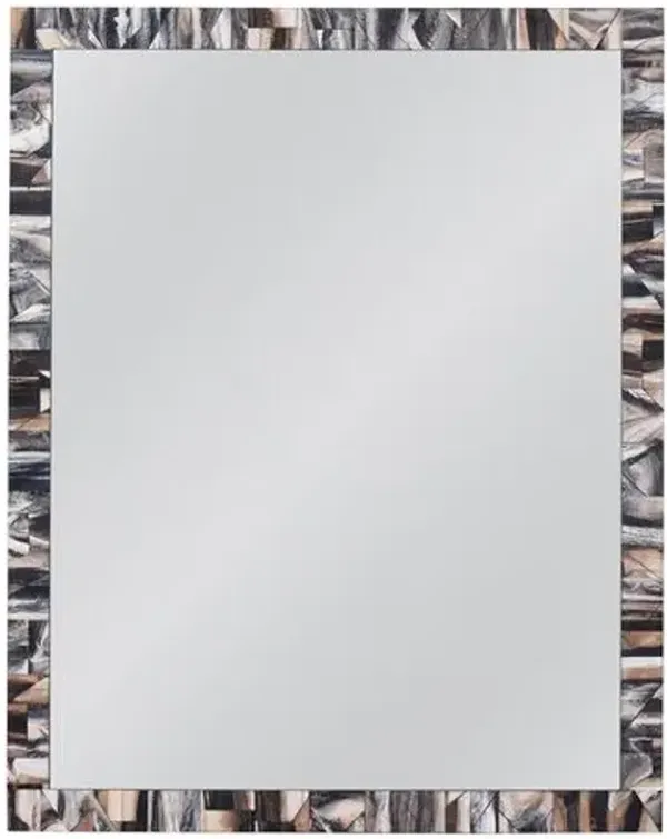 Michelle Bone Inlay Wall Mirror - Black/Grey/Cream