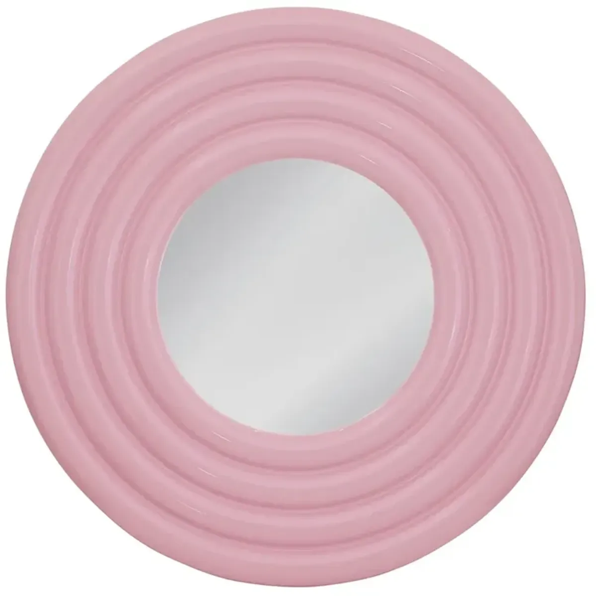 Rumi 48" Round Wall Mirror, Glossy Pink