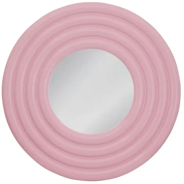 Rumi 48" Round Wall Mirror, Glossy Pink