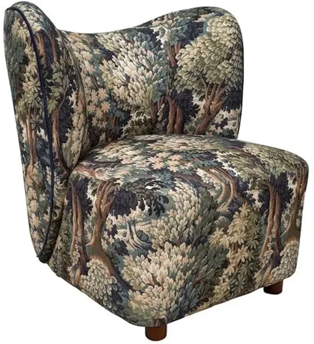 Valentina Curved Accent Chair - Sherwood Dewberry - Kim Salmela - Blue, Comfortable, Durable