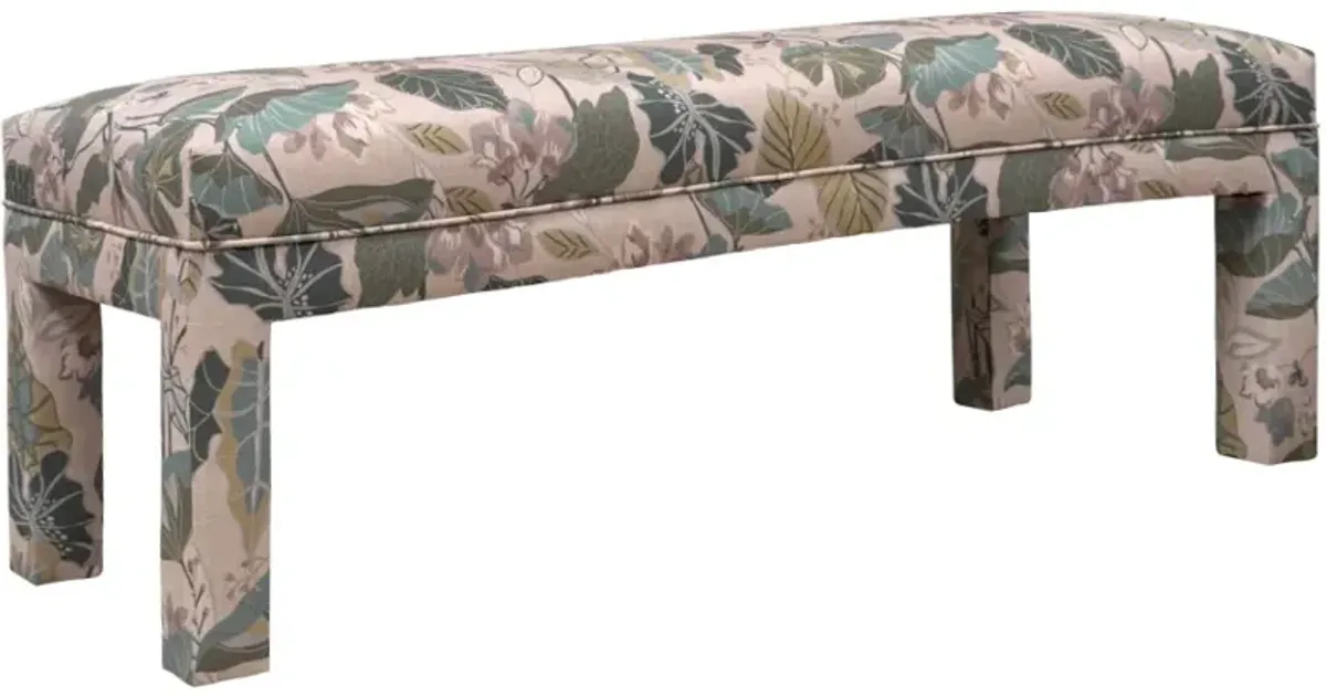 Brittany Floral Bench, Delia Light Blue/Green