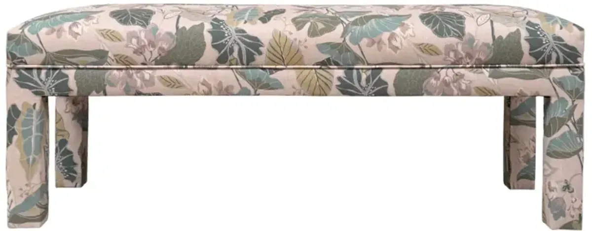 Brittany Floral Bench, Delia Light Blue/Green