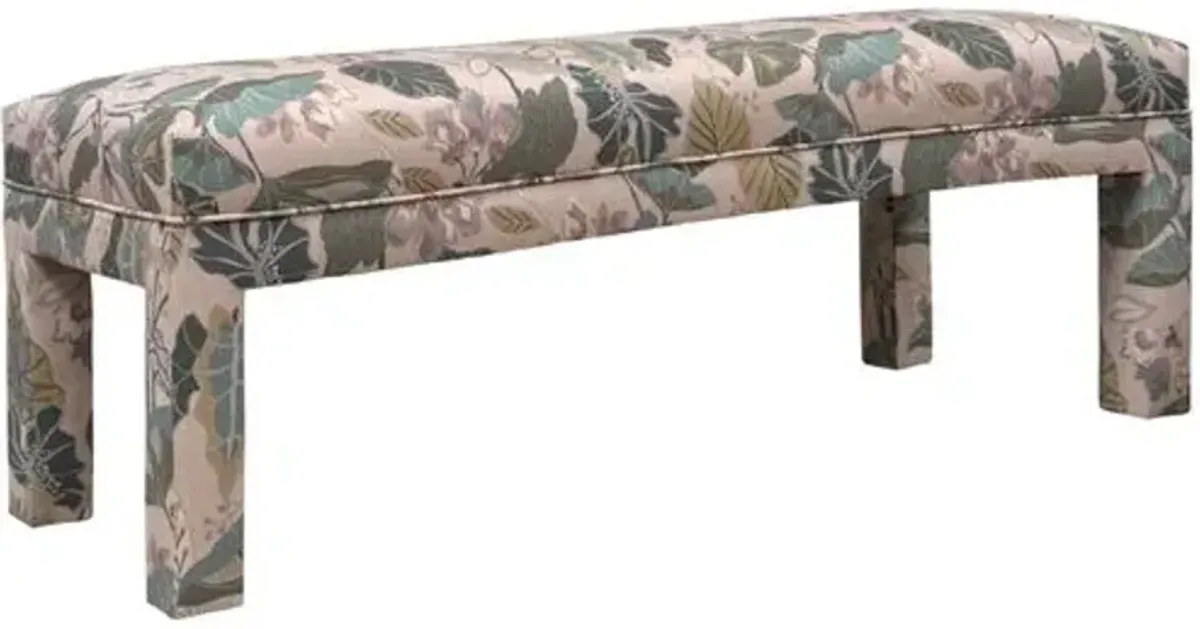Vintage Brittany Floral Bench - Delia Light Blue/Green - Kim Salmela