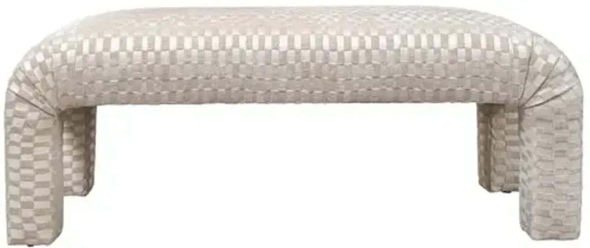 Hazel Waterfall Bench - Checkmate Ivory Velvet - Kim Salmela - Handcrafted