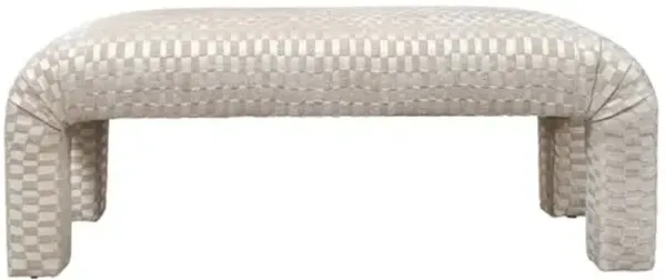 Hazel Waterfall Bench - Checkmate Ivory Velvet - Kim Salmela - Handcrafted
