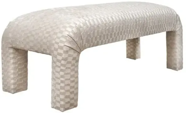Hazel Waterfall Bench - Checkmate Ivory Velvet - Kim Salmela - Handcrafted