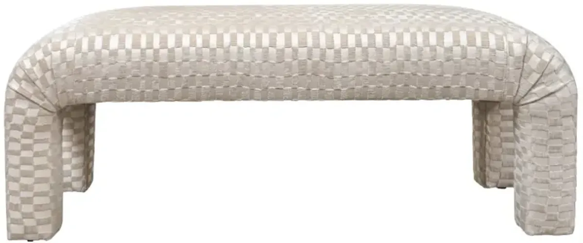 Hazel Waterfall Bench, Checkmate Ivory Velvet