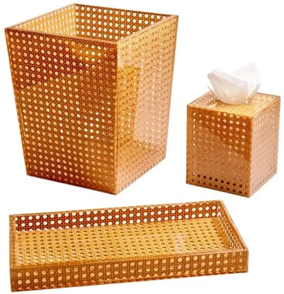 Reed Vanity 14.5" x 7.5" Acrylic Tray - Kim Seybert - Brown