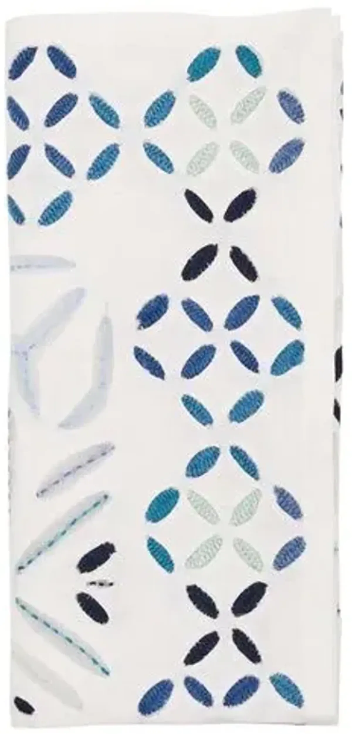 Set of 4 Malta Cotton Napkins - Kim Seybert - Handcrafted - Blue