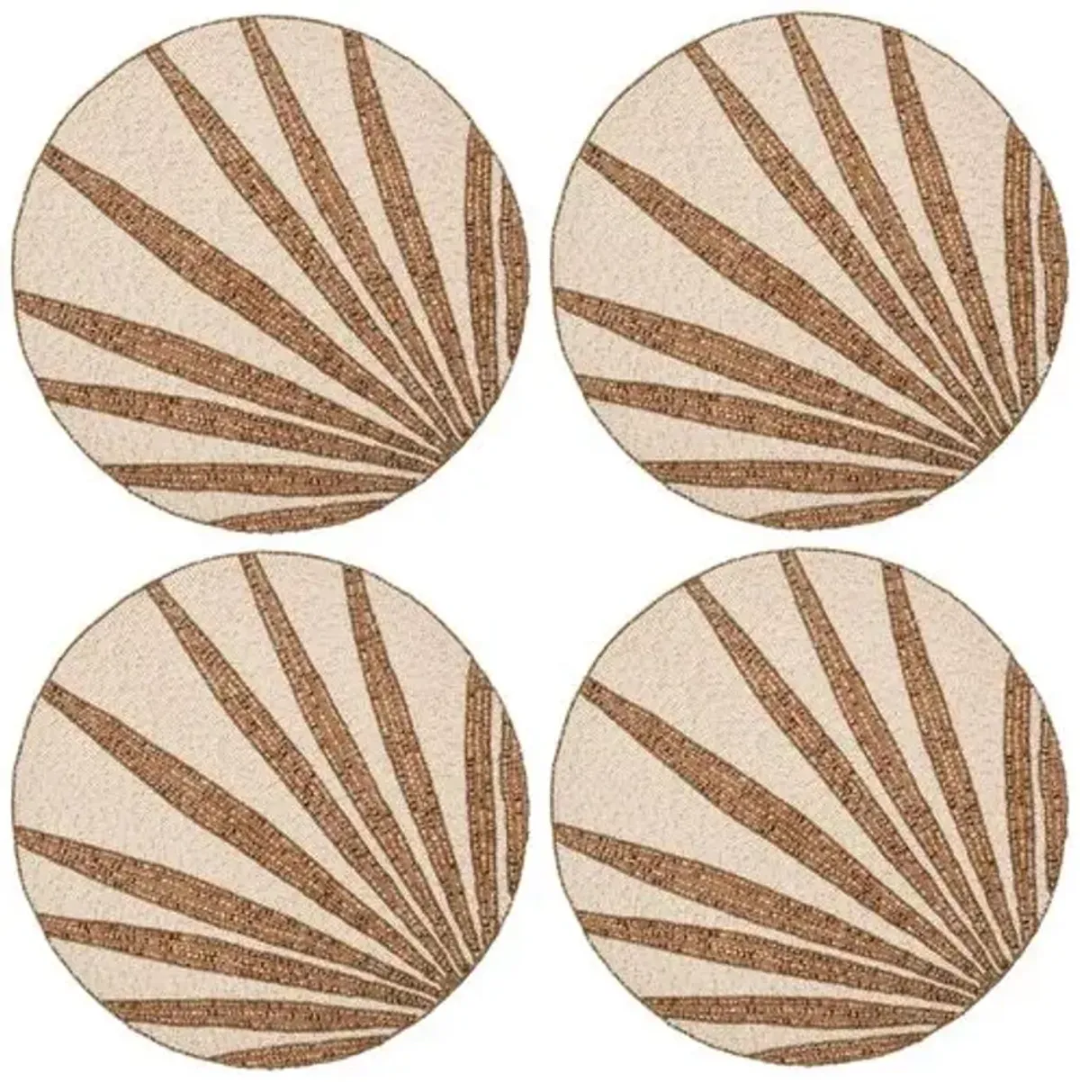 Set of 4 Royal Palm Cotton/Glass Placemats - Natural/Brown - Kim Seybert
