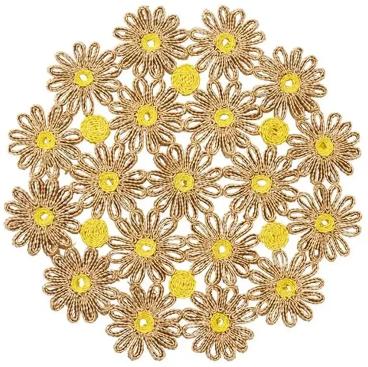Set of 4 Daisy Straw Placemats - Kim Seybert - Yellow