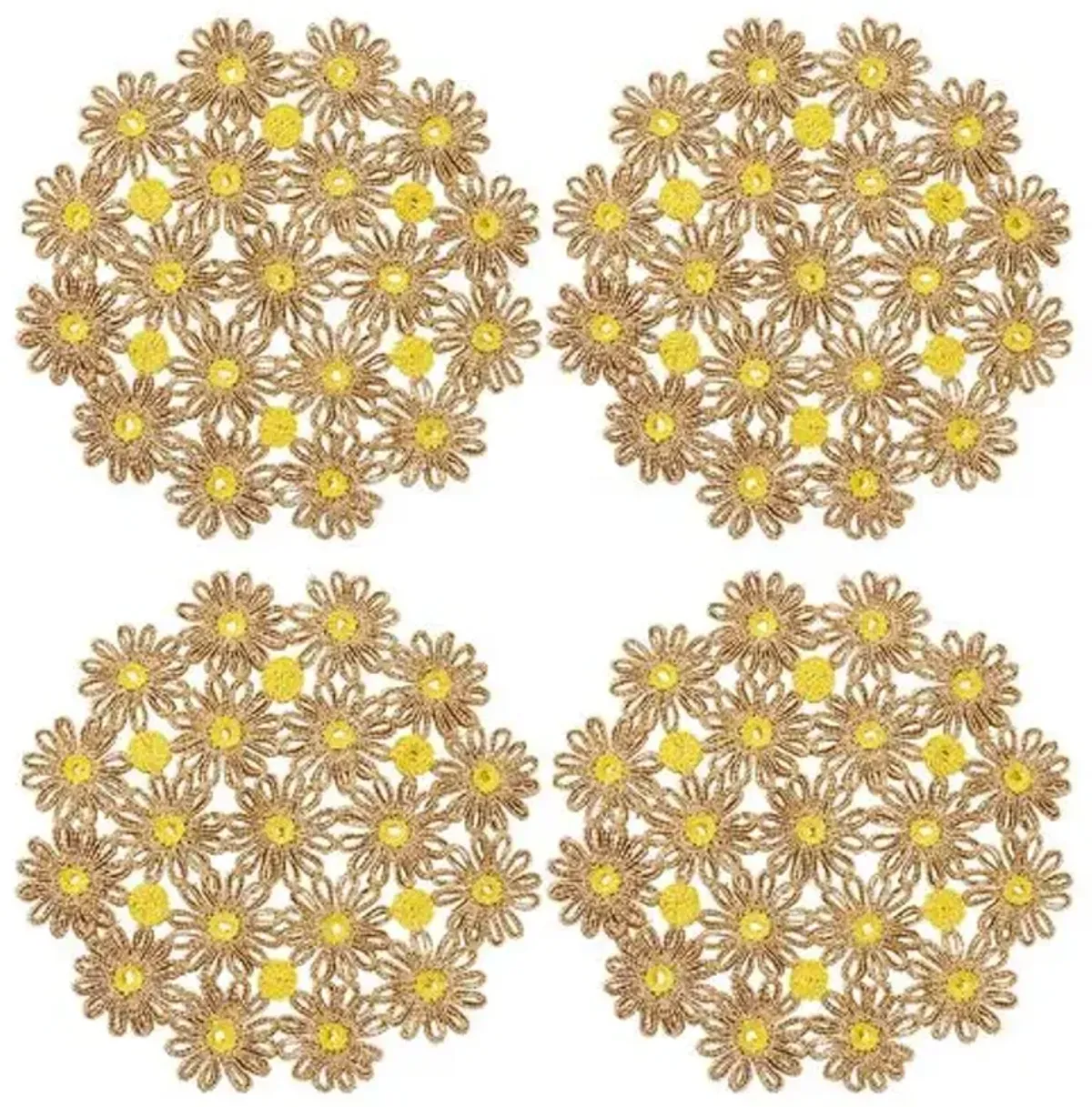 Set of 4 Daisy Straw Placemats - Kim Seybert - Yellow