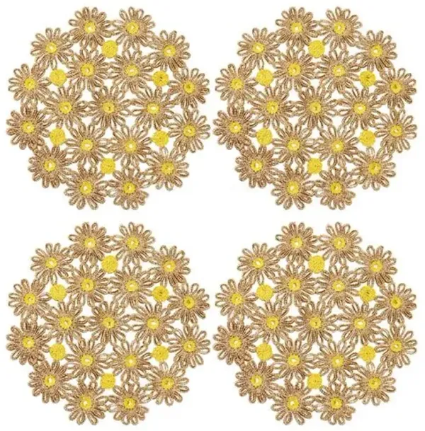 Set of 4 Daisy Straw Placemats - Kim Seybert - Yellow