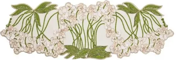 Orchid Cotton/Glass Runner - Green - Kim Seybert - Multi