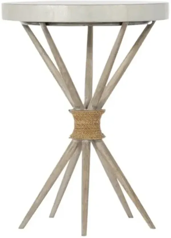 Amani Rope & Capiz Shell Top Accent Table - Natural/Ivory - Hooker Furniture - Brown - 18Lx24Hx18W in