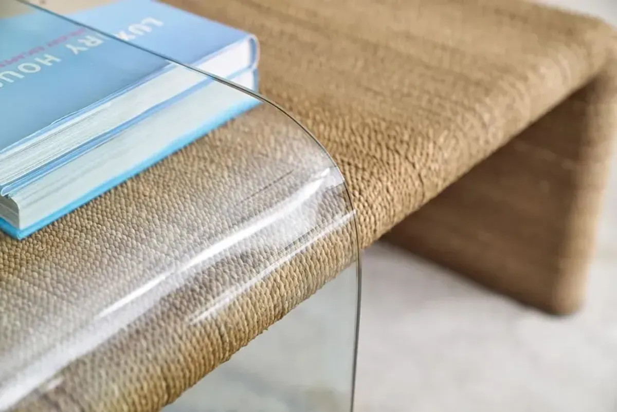Amani Rope and Glass Cocktail Table, Natural