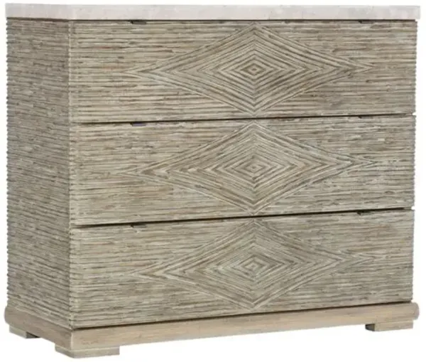 Amani 3-Drawer Reeded Marble Top Accent Chest - Gray/White - Hooker Furniture - Brown