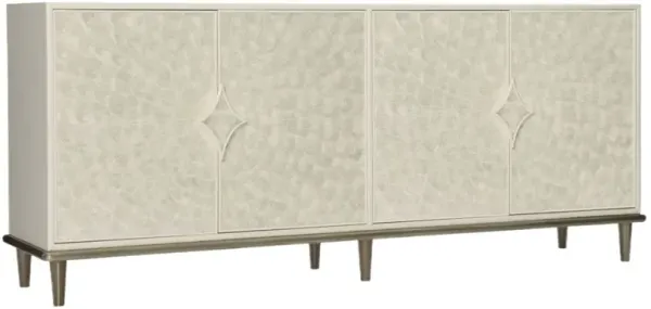 Capiz Shell 4-Door Entertainment Media Console, Ivory