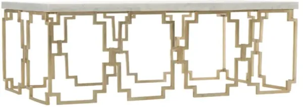 Evermore Rectangle Geometric Marble Top Cocktail Table, Gold