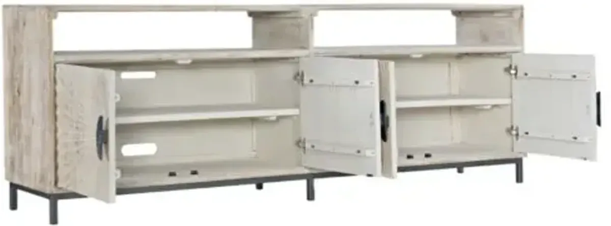 4-Door Mango Wood Entertainment Console - Whitewash - Hooker Furniture - Brown
