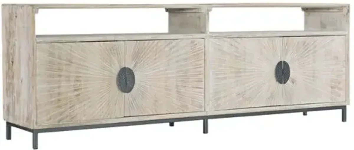 4-Door Mango Wood Entertainment Console - Whitewash - Hooker Furniture - Brown