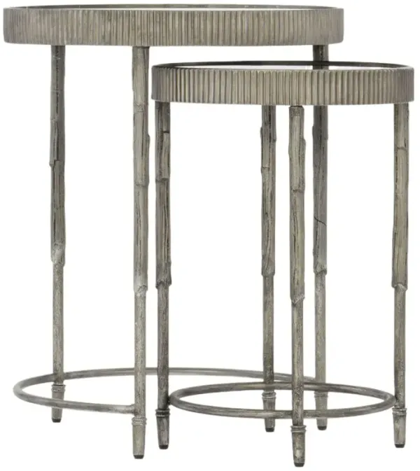 S/2 Accent Textured Iron Nesting Tables, Silver