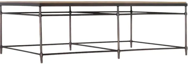 St. Armand Rectangular Wood Top Cocktail Table, Bronze/Natural