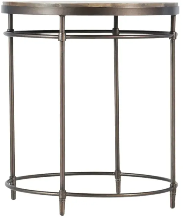 St Armand Round Wood Top End Table, Brown