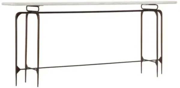 Skinny Iron/Marble Console - Antique Copper - Hooker Furniture - Brown