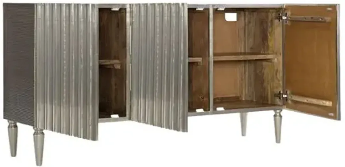 German Metallic 3-Door Entertainment Console - Silver - Hooker Furniture