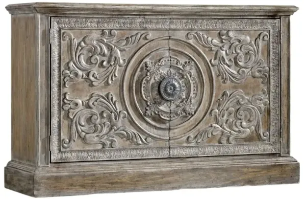 Melange 2-Door Carved Accent Console, Brown