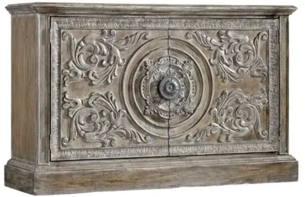 Melange 2-Door Carved Accent Console - Brown - Hooker Furniture