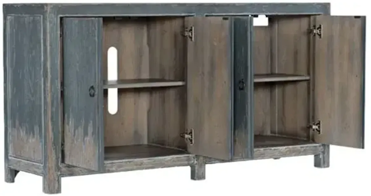 Boheme 4-Door Media Console - Antique Blue - Hooker Furniture
