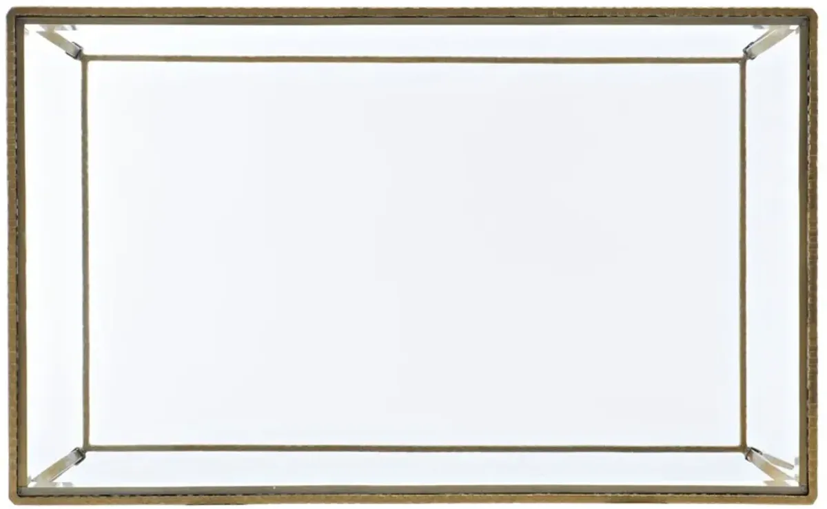 Laureng Hammered Iron Glass Top Cocktail Table, Gold