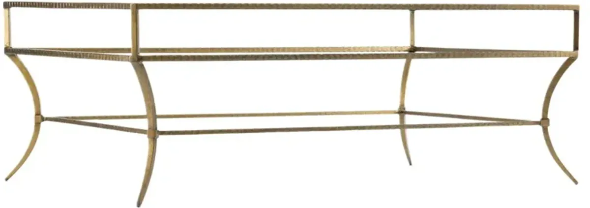 Laureng Hammered Iron Glass Top Cocktail Table, Gold