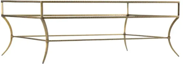 Laureng Hammered Iron Glass Top Cocktail Table, Gold