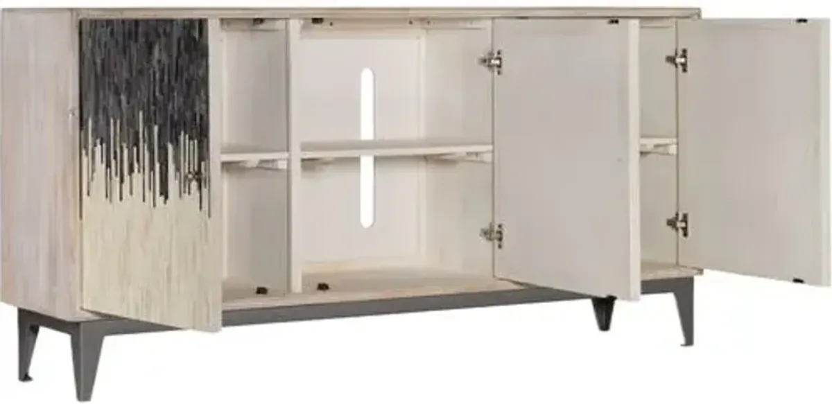 Bone Inlay 3-Door Sideboard - Beige/Black Ombre - Hooker Furniture - Multi