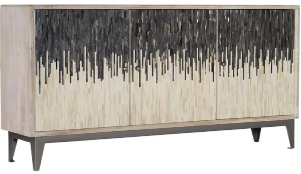 Bone Inlay 3-Door Sideboard, Beige/Black Ombre