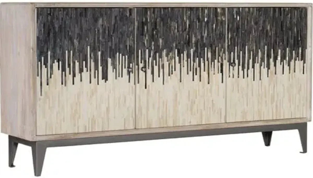 Bone Inlay 3-Door Sideboard - Beige/Black Ombre - Hooker Furniture - Multi