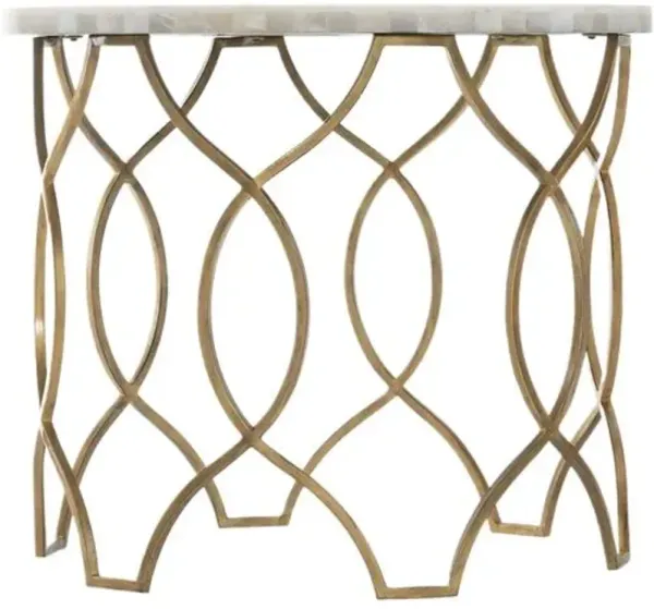 Melange Corrina Steel/Stone Round Lamp Table - Gold - Hooker Furniture