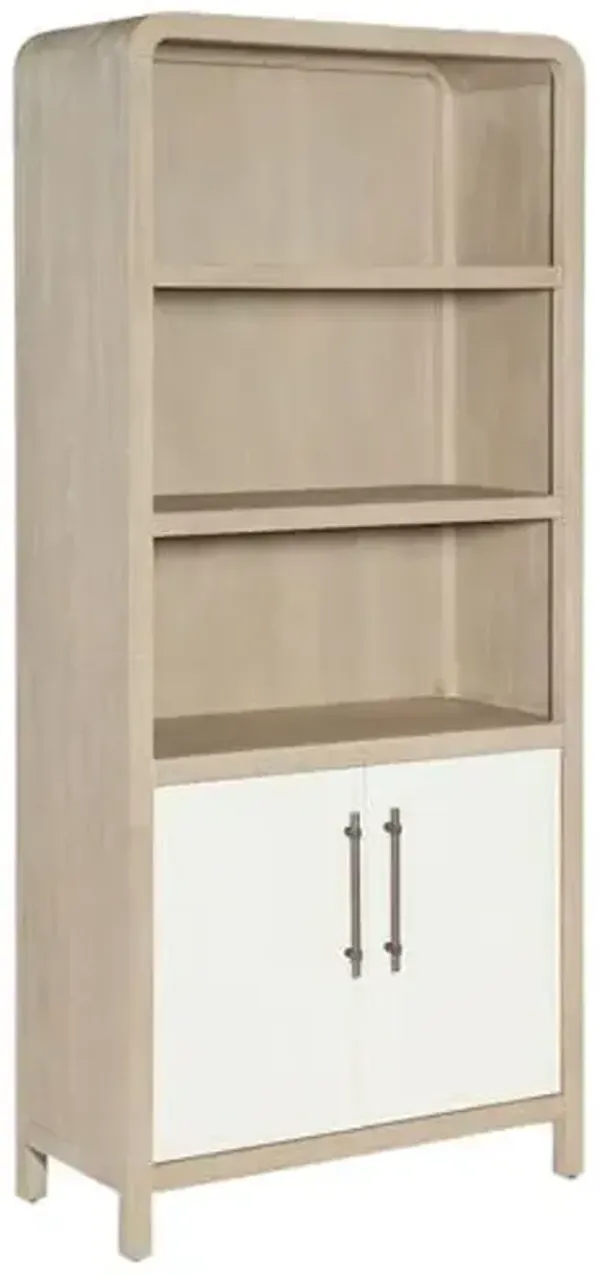 Brixton Elm Bookcase - Pebble/Ivory - Hooker Furniture - Beige