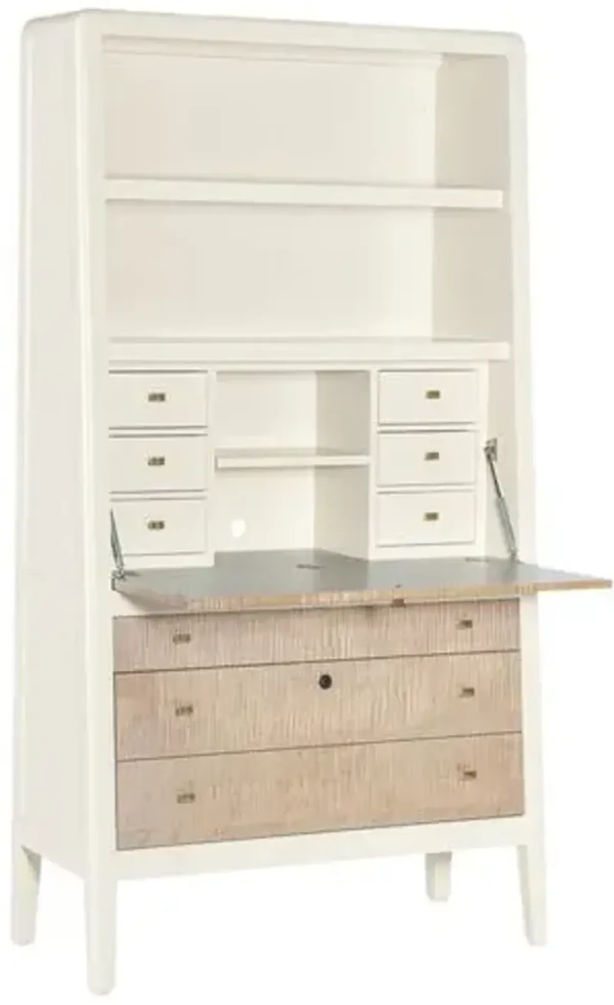 Hera 8-Drawer Hub Secretary - Almond White/Natural - Hooker Furniture - Ivory